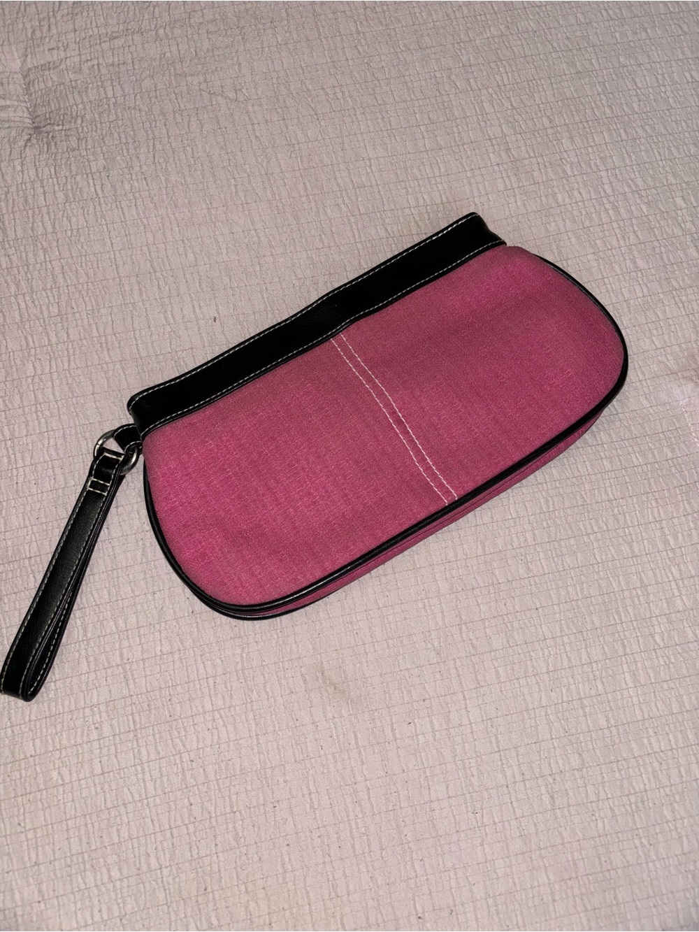 Victoria's Secret Pink Wristlet Clutch with Brown leather Trim